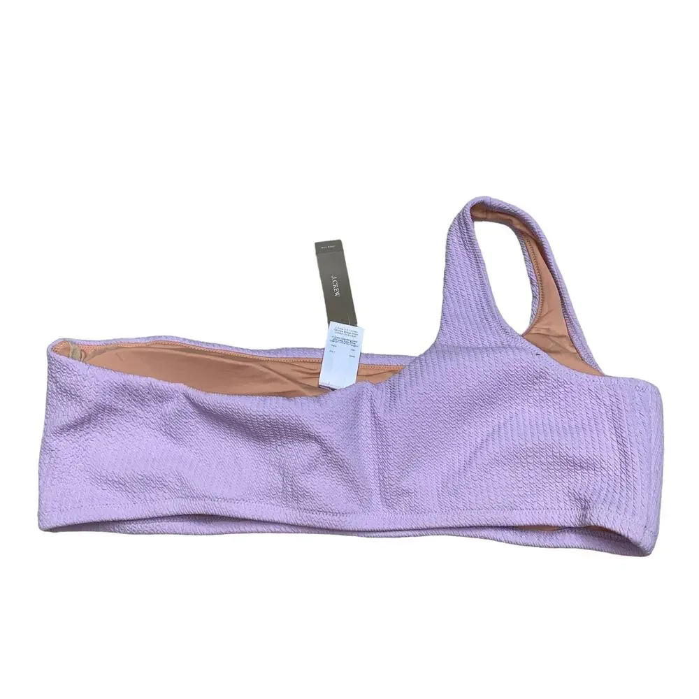New J. Crew Lilac Purple Textured One Shoulder Bikini Swim Bathing Suit Top 2X